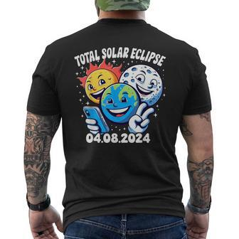 Earth Moon Sun Total Solar Eclipse April 8 2024 Men's T-shirt Back Print | Mazezy