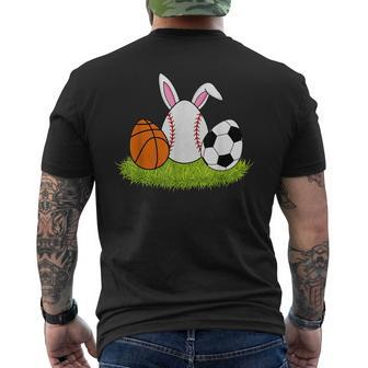 Easter Boys Baseball Basketball Soccer Bunnies Rabbit Men's T-shirt Back Print - Monsterry
