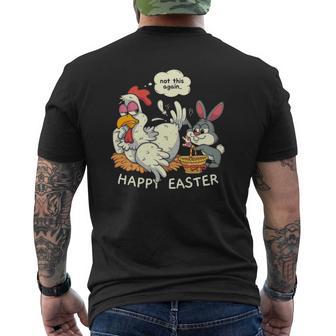 Easter Bunny Collecting Easter Egg From Hen Easter Mens Back Print T-shirt - Thegiftio