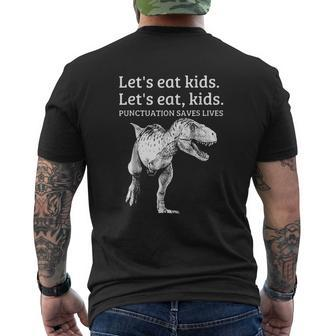 Lets Eat Kids Punctuation Saves Lives V2 Mens Back Print T-shirt - Thegiftio UK