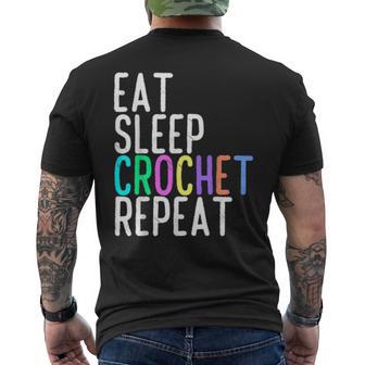 Eat Sleep Crochet Repeat Crocheting Lovers T Men's T-shirt Back Print - Monsterry CA