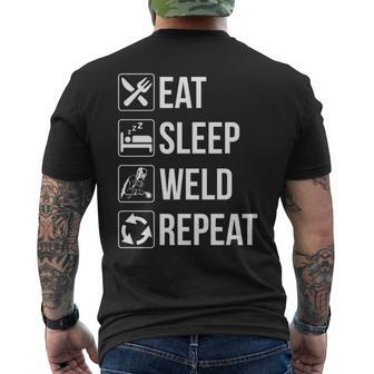 Eat Sleep Weld Repeat Welding Pullover Men's T-shirt Back Print | Mazezy