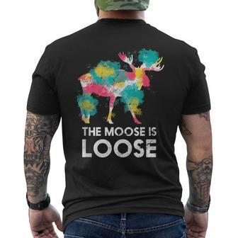 Elk Canada Forest Animal Wildlife Colorful Moose Men's T-shirt Back Print - Monsterry CA