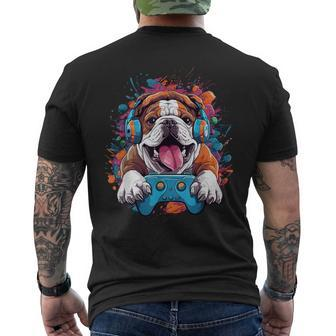 English Bulldog Gamer Cute Dog Gaming Men's T-shirt Back Print - Thegiftio UK