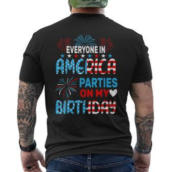 Everyone In America Parties On My Birthday 4Th Of July Men's T-shirt Back Print - Monsterry