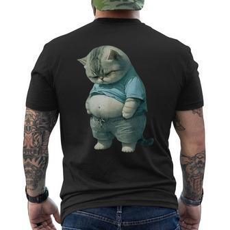Fat Cat Big Belly Cat Big Cat Cute Men's T-shirt Back Print - Seseable