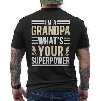 Father's Day What's Your Superpower Grandpa Men's T-shirt Back Print - Thegiftio UK