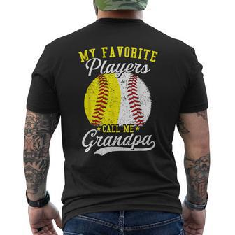 My Favorite Baseball Softball Player Calls Me Grandpa Men's T-shirt Back Print - Monsterry AU