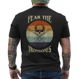 Fear The Trombone Trombonist Skull Trombone Men's T-shirt Back Print - Monsterry AU