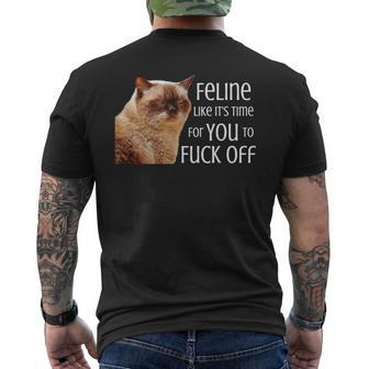 Feline Like It's Time For You To Fuck Off Cat Pun Men's T-shirt Back Print - Monsterry