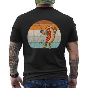 Fishing Hot Dog Retro Vintage Hot Dog Fishermen Men's T-shirt Back Print - Monsterry