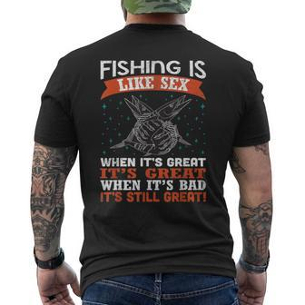 Fishing Is Like Sex Fisherman Quote Women Men's T-shirt Back Print - Monsterry