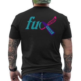 Fuck Thyroid Cancer Awareness Ribbon Men's T-shirt Back Print - Monsterry