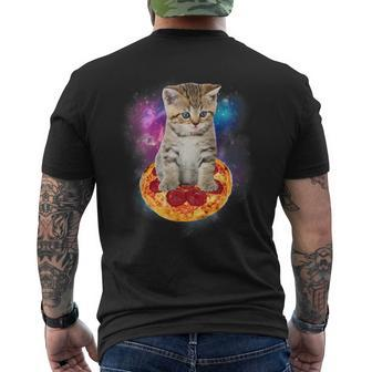 Galaxy Cat In Space Cat Riding Pizza And Taco Lover Men's T-shirt Back Print - Thegiftio UK