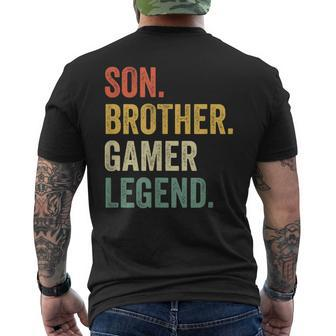 Gaming Son Brother Gamer Legend Video Game Vintage Men's T-shirt Back Print - Thegiftio UK