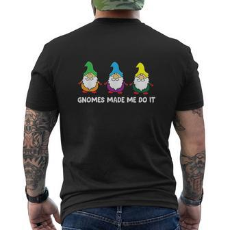 Garden Gnomes The Gnomes Made Me Do It Mens Back Print T-shirt - Thegiftio UK