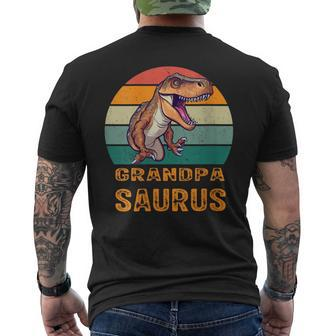 Grandpa Dinosaur T-Rex Grandpasaurus Father's Days Dad Men's T-shirt Back Print - Seseable