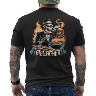 Grill Father Skeleton Dad Joke Grillfather Fathers Day Men's T-shirt Back Print - Seseable