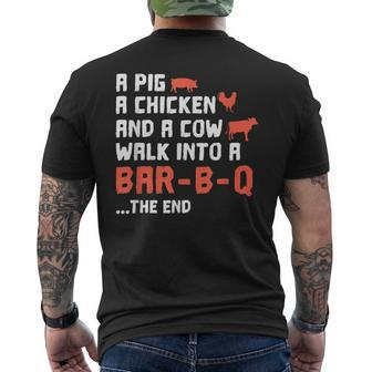 Grilling Barbecue Foodies Pig Chicken Cow Bar V2 Mens Back Print T-shirt - Thegiftio UK
