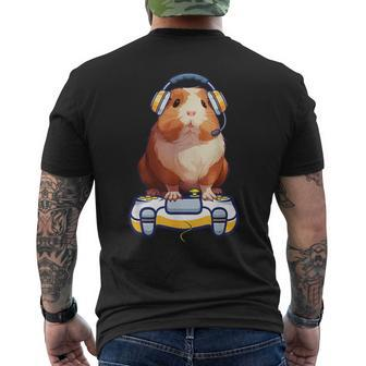 Guinea Pig And Video Gamer Lover Fluffy Cavy Gamers Men's T-shirt Back Print - Thegiftio UK
