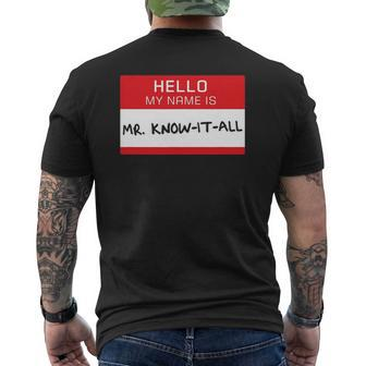 Guy Hello I'm Mr Know-It-All Dad Boys Teens Mens Back Print T-shirt | Mazezy