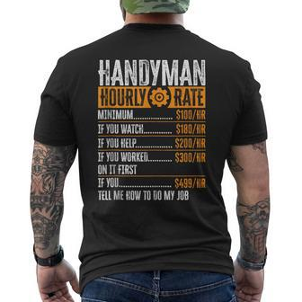 Handyman Hourly Rate Labor Day Father's Day Vintage Men's T-shirt Back Print - Thegiftio UK
