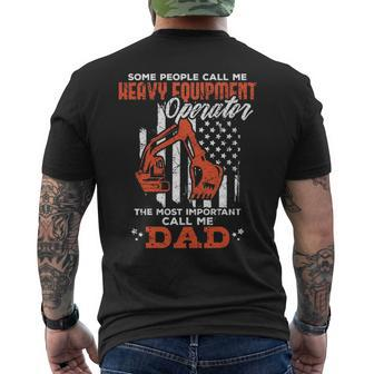 Heavy Equipment Operator Dad Usa Flag Patriotic Men's T-shirt Back Print | Mazezy