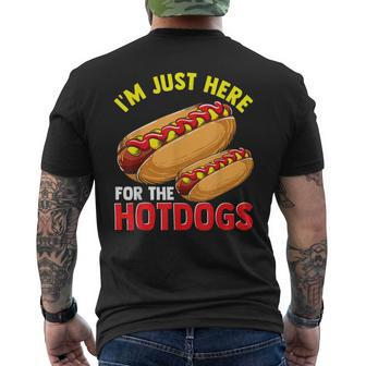 Hotdog Im Just Here For The Hotdogs Hot Dog Joke Men's T-shirt Back Print - Monsterry