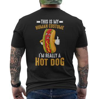 Human Costume I'm Really A Hot Dog Hot Dog Sausage Men's T-shirt Back Print - Monsterry DE