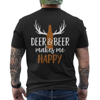 Hunter Deer And Beer Makes Me Happy Mens Back Print T-shirt - Thegiftio
