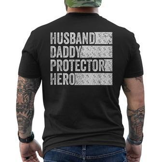 Husband Daddy Protector Hero Fathers Day Vintage Men's T-shirt Back Print - Seseable