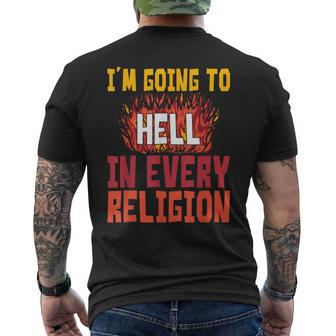 I'm Going To Hell In Every Religion Men's T-shirt Back Print - Monsterry