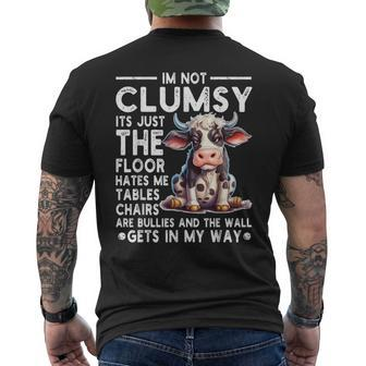 I'm Not Clumsy It's Floor Hates Me Tables Chairs Cow Men's T-shirt Back Print - Seseable
