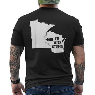 I'm With Stupid Minnesota Arrow From Wisconsin Men's T-shirt Back Print - Monsterry