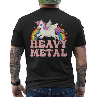 Ironic Cool Unicorn Heavy Metal Music Festival Men's T-shirt Back Print - Seseable