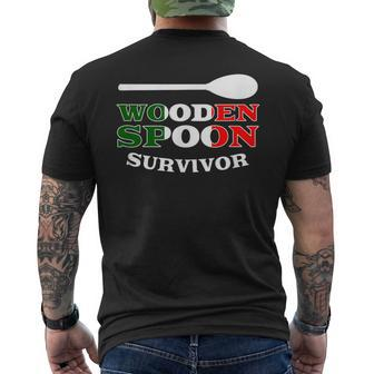 Italian Heritage Wooden Spoon Survivor Italy Flag Fun Men's T-shirt Back Print - Monsterry