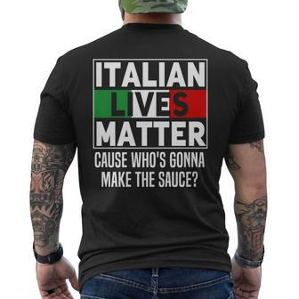 Italian Lives Matter Cook Novelty Italy Flag Mens Back Print T-shirt - Thegiftio UK