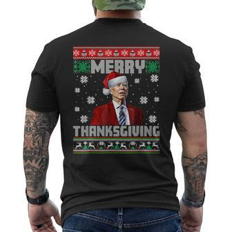 Joe Biden Merry Thanksgiving Ugly Christmas Sweater V4 Mens Back Print T-shirt - Thegiftio