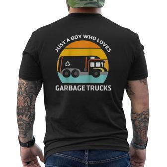 Just A Boy Who Loves Garbage Trucks Kids Gargabe Truck Mens Back Print T-shirt | Mazezy