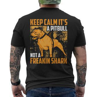 Keep Calm It's A Pitbull Not Freakin Shark Men's T-shirt Back Print | Mazezy