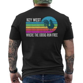 Key West Rooster Where The Cocks Run Free Men's T-shirt Back Print - Monsterry AU