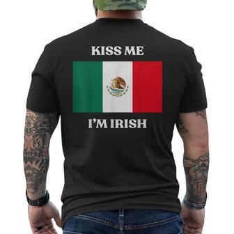 Kiss Me I'm Irish St Patrick's Irish Beer Mexico Flag Men's T-shirt Back Print - Seseable