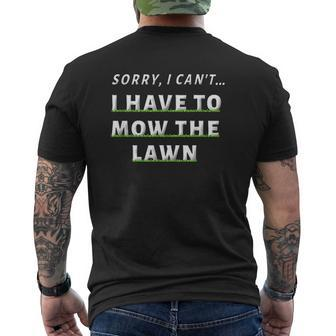 Lawn Mowing Grass Cutting Mower Dad Father Mens Back Print T-shirt - Seseable