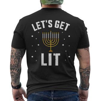 Let's Lit With Menorah For Jewish Hanukkah Men's T-shirt Back Print - Monsterry AU