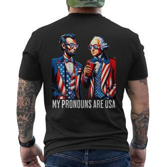 Lincoln Washington 4Th Of July Patriotic Pronouns Usa Men's T-shirt Back Print - Monsterry