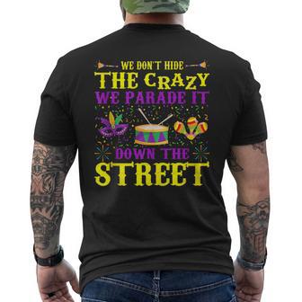 Mardi Gras We Don't Hide Crazy Parade Street Beads Men's T-shirt Back Print - Monsterry