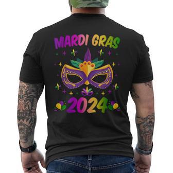 Mardi Gras Mask Costume Men's T-shirt Back Print - Monsterry