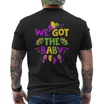Mardi Gras Pregnancy Announcement We Got The Baby Mens Back Print T-shirt | Mazezy