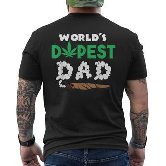 Marijuana Leaf World's Dopest Dad Weed Cannabis Men's T-shirt Back Print | Mazezy