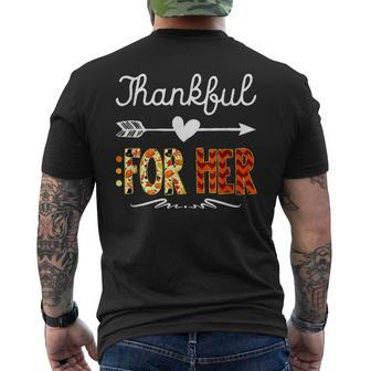 Matching Thanksgiving Couples Pair Outfit Mens Back Print T-shirt - Thegiftio
